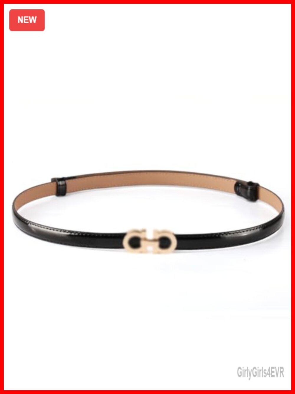 Skinny Patent Leather Waist Belt with Bowknot Buckle for Dress